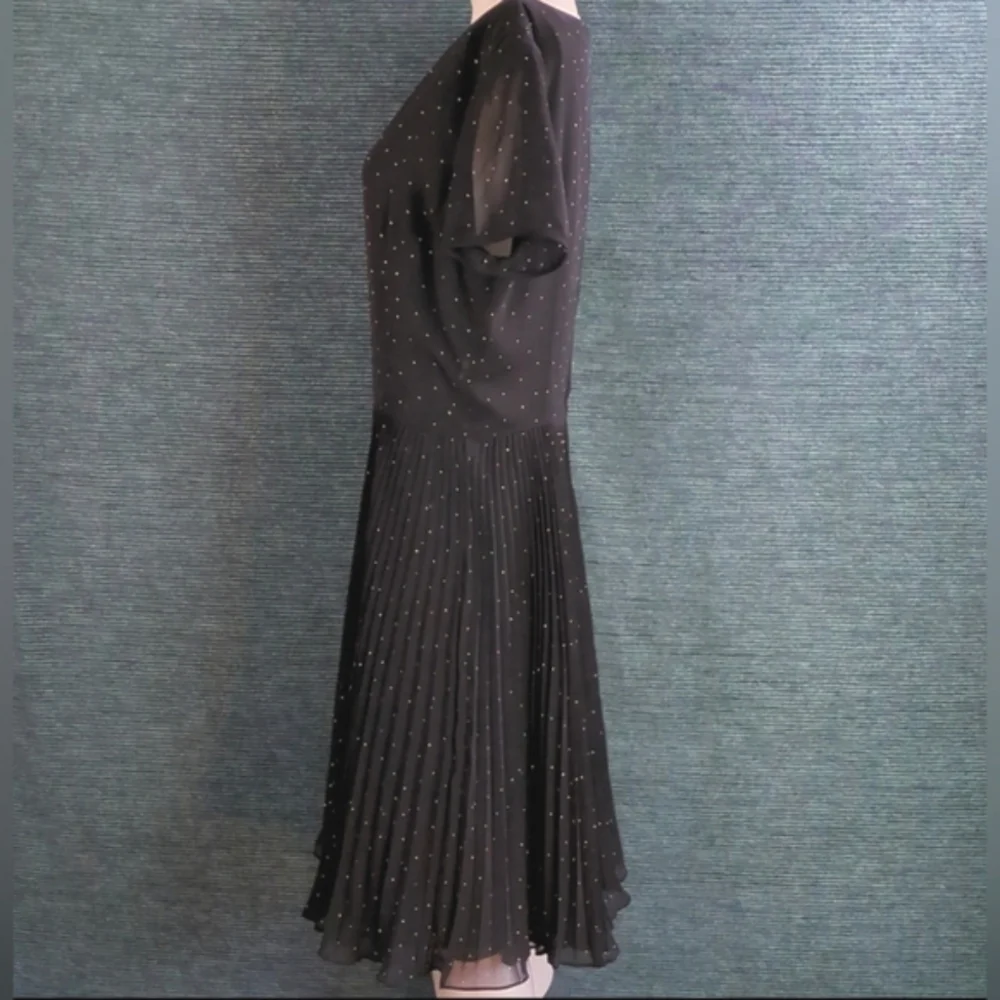 Kay Unger New York Pleated Polka Dot Dress Vintage 80's - Picture 5 of 12